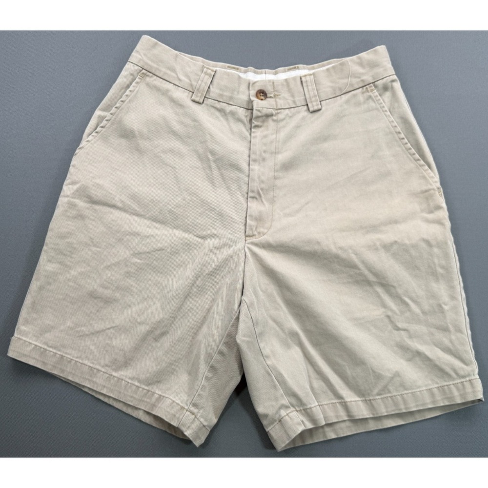 Vintage Duck Head Chino Shorts Khaki Tan Flat Front 100% Cotton 8 Inseam Mens 30